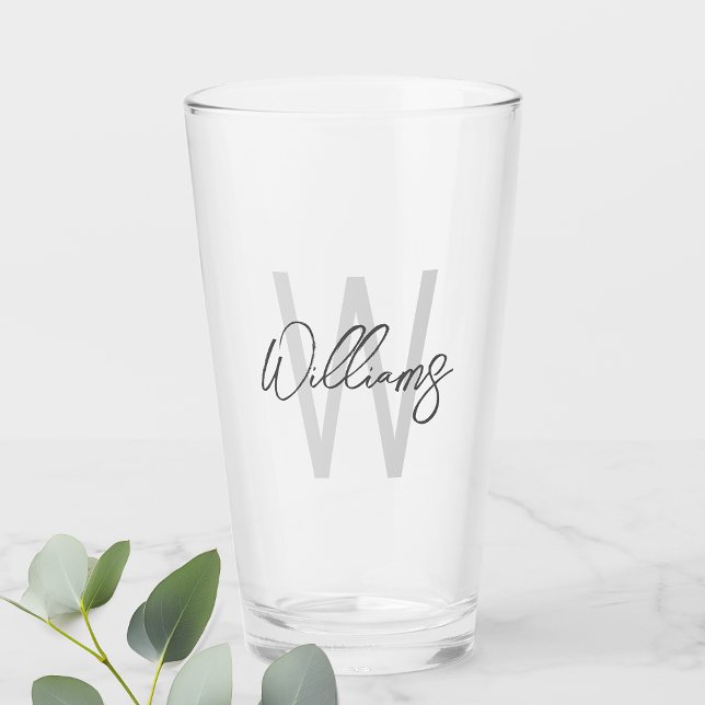 Modern Personlig Monogram och Namn Glaskopp (Skapare uppladdad)