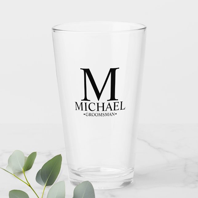 Modern Personlig Monogram och Namn Groomsman Glaskopp (Skapare uppladdad)