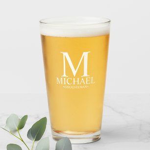 Modern Personlig Monogram och Namn Groomsman Glaskopp