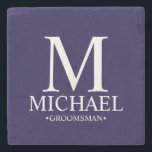 Modern Personlig Monogram och Namn Groomsman Stenunderlägg<br><div class="desc">Modern Personlig Groomsman-presenter med personlig monogram,  groomsmans namn och titel i klassiskt serif font stil. Även perfekt för bästa man,  Far i Briden med mera.</div>