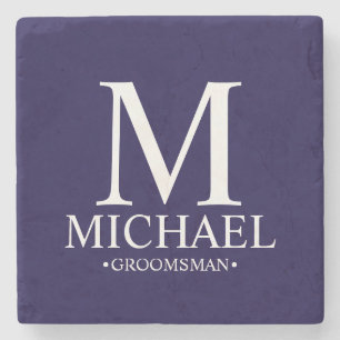Modern Personlig Monogram och Namn Groomsman Stenunderlägg