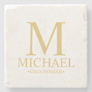 Modern Personlig Monogram och Namn Groomsman Stenunderlägg