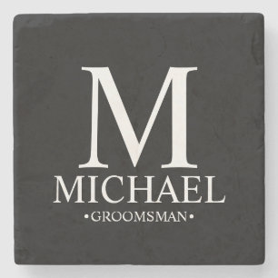 Modern Personlig Monogram och Namn Groomsman Stenunderlägg