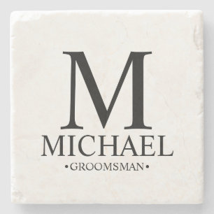 Modern Personlig Monogram och Namn Groomsman Stenunderlägg