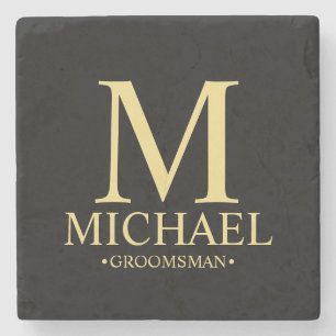 Modern Personlig Monogram och Namn Groomsman Stenunderlägg
