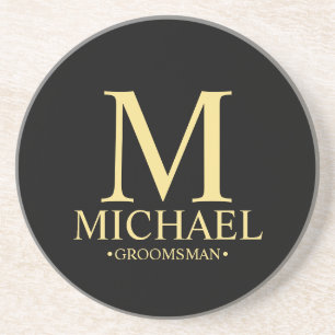 Modern Personlig Monogram och Namn Groomsman Underlägg