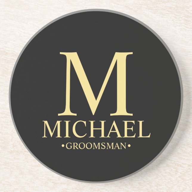 Modern Personlig Monogram och Namn Groomsman Underlägg (Framsidan)