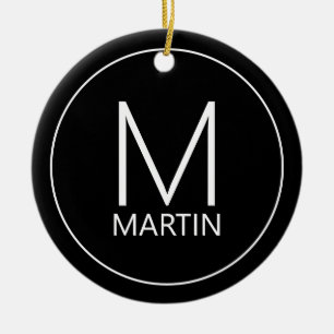 Modern Personlig Monogram och Namn Julgransprydnad Keramik
