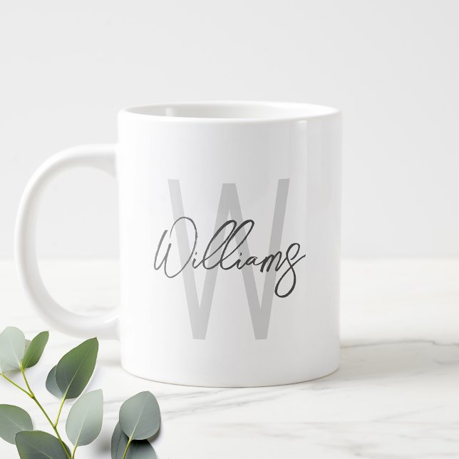Modern personlig monogram och namn jumbo mugg (Skapare uppladdad)