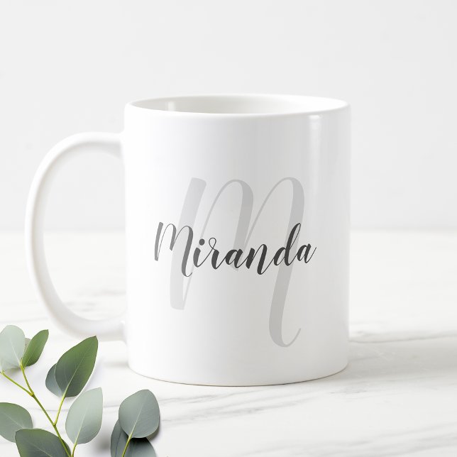 Modern personlig monogram och namn kaffe kaffemugg (Skapare uppladdad)