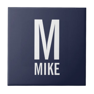 Modern Personlig Monogram och Namn Kakelplatta