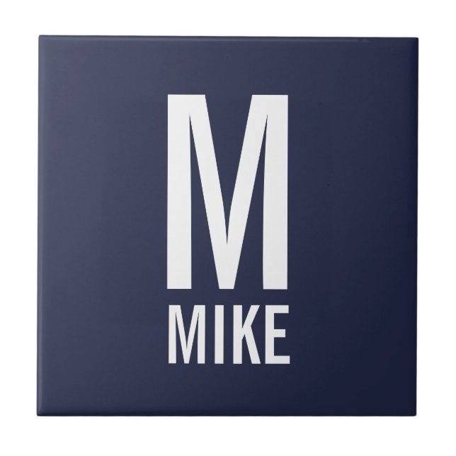 Modern Personlig Monogram och Namn Kakelplatta (Framsidan)