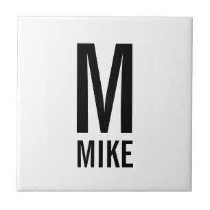 Modern Personlig Monogram och Namn Kakelplatta