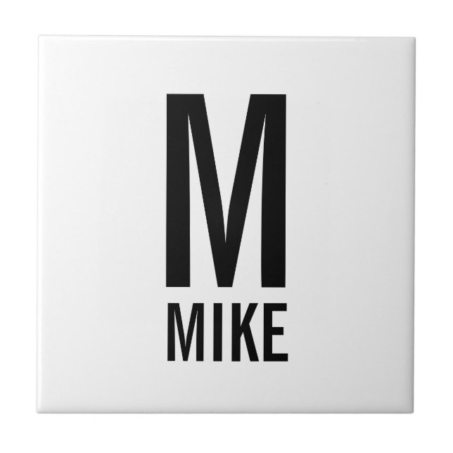 Modern Personlig Monogram och Namn Kakelplatta (Framsidan)