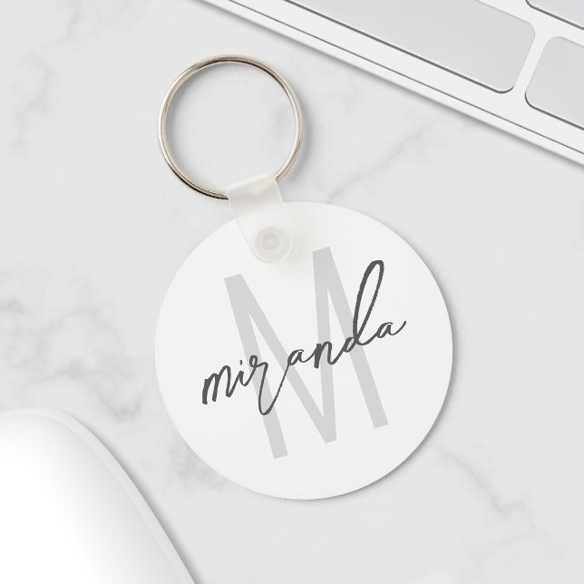 Modern Personlig Monogram och Namn Keych Nyckelring (Skapare uppladdad)