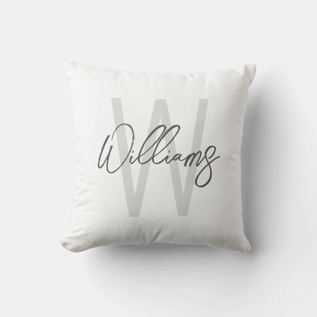 Modern personlig monogram och namn kudde (Framsida)