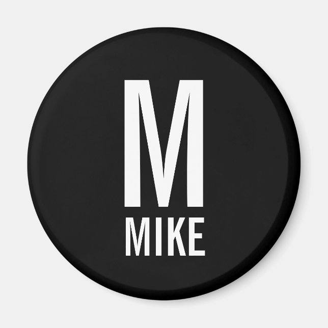 Modern Personlig Monogram och Namn Magnet (Framsidan)