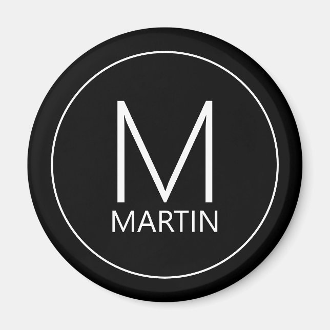 Modern Personlig Monogram och Namn Magnet (Framsidan)