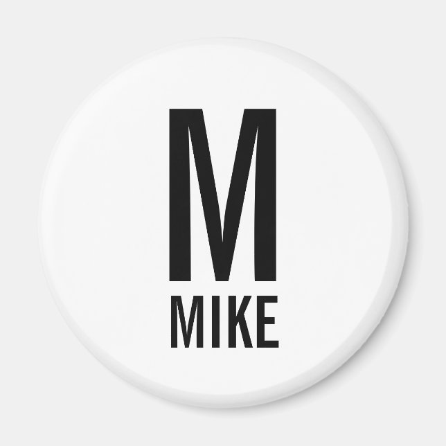 Modern Personlig Monogram och Namn Magnet (Framsidan)