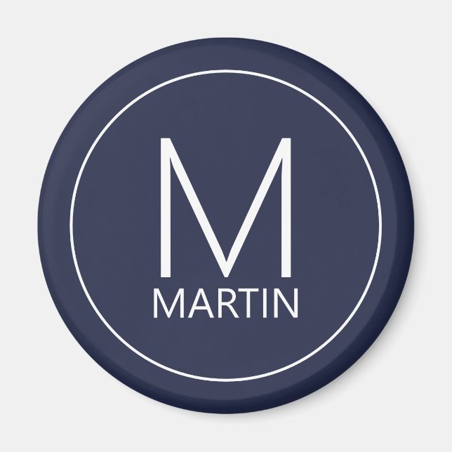 Modern Personlig Monogram och Namn Magnet (Framsidan)