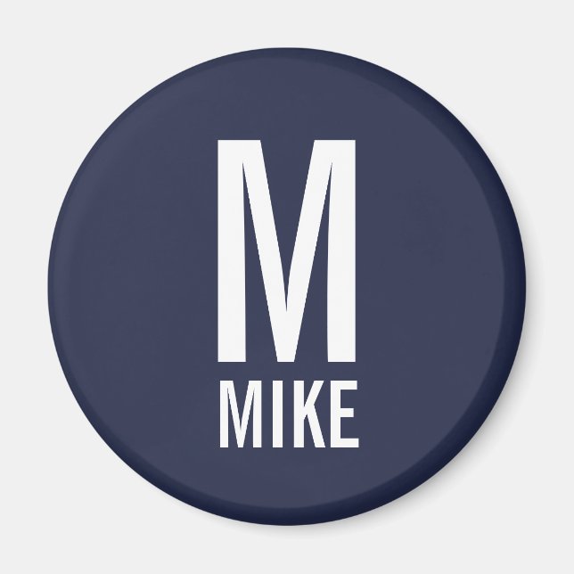 Modern Personlig Monogram och Namn Magnet (Framsidan)