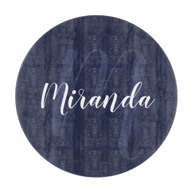Modern Personlig Monogram och Namn marinblått (Framsidan)