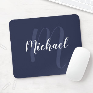 Modern Personlig Monogram och Namn marinblått Musmatta