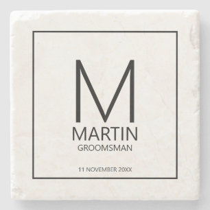 Modern Personlig Monogram och Namn Marskalkar Stenunderlägg