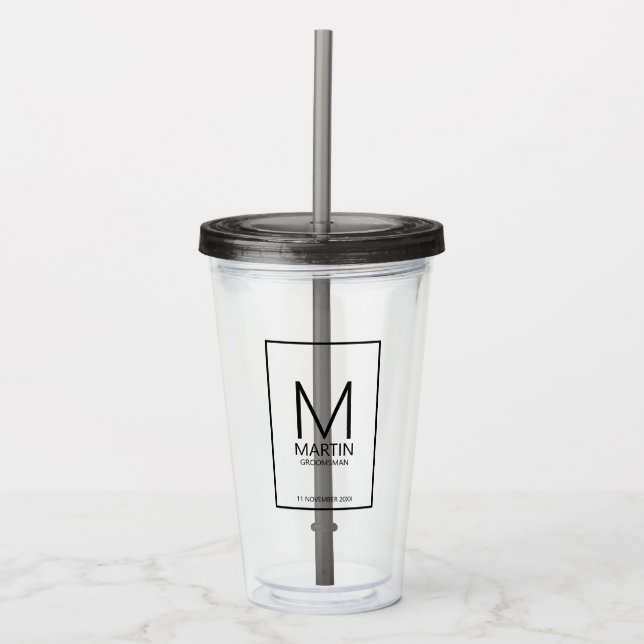 Modern Personlig Monogram och Namn Marskalkar Take Away Mugg (Framsida)