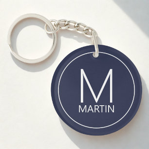 Modern Personlig, Monogram och Namn-nyckelkedja