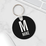 Modern Personlig Monogram och Namn Nyckelring<br><div class="desc">Modern Monogramdesign med personlig monogram och namn i modernt fet sans serif font stil. Perfekt-gåva till pappa,  make,  pojkvän,  pojkar med mera</div>
