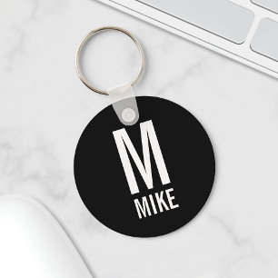 Modern Personlig Monogram och Namn Nyckelring