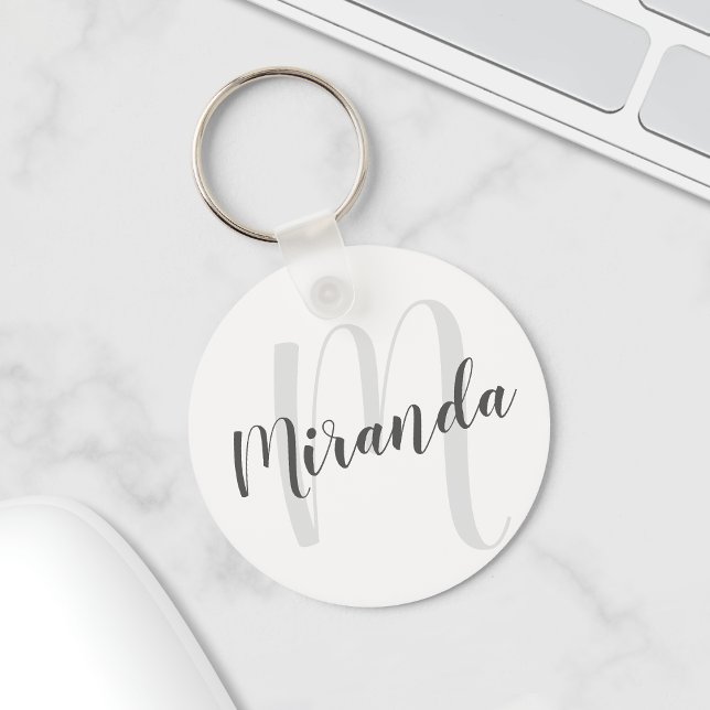 Modern Personlig Monogram och Namn Nyckelring (Skapare uppladdad)
