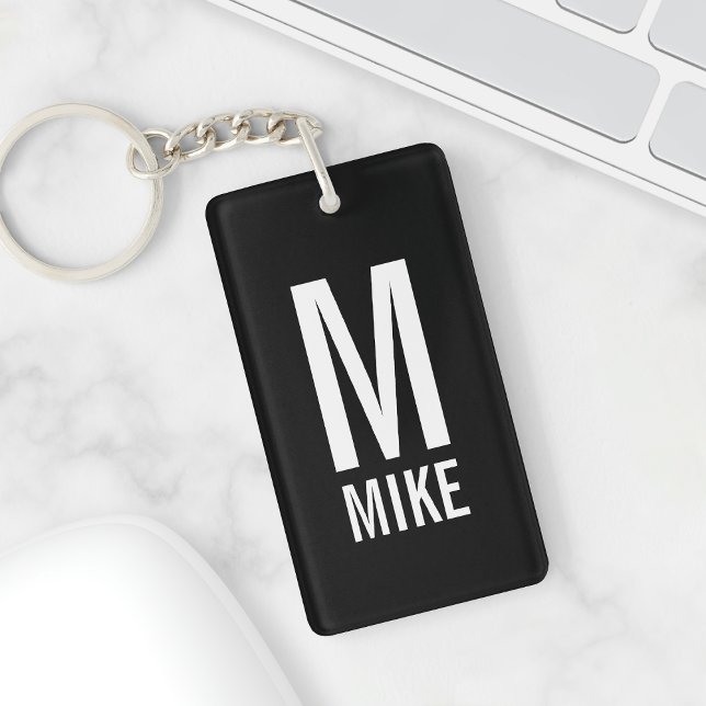 Modern Personlig Monogram och Namn Nyckelring (Skapare uppladdad)