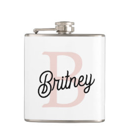 Modern Personlig Monogram och Namn Pastel Rosa Fickplunta