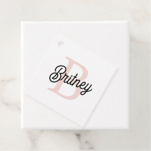 Modern Personlig Monogram och Namn Pastel Rosa Gåvor Etiketter