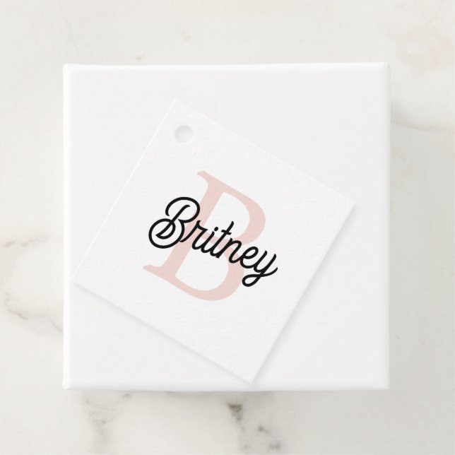 Modern Personlig Monogram och Namn Pastel Rosa Gåvor Etiketter (På plats)