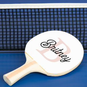 Modern Personlig Monogram och Namn Pastel Rosa Pingisracket