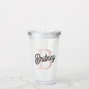 Modern Personlig Monogram och Namn Pastel Rosa Take Away Mugg