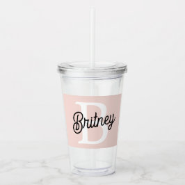 Modern Personlig Monogram och Namn Pastel Rosa Take Away Mugg