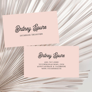 Modern Personlig Monogram och Namn Pastel Rosa Visitkort
