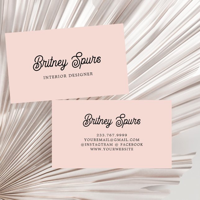 Modern Personlig Monogram och Namn Pastel Rosa Visitkort (Skapare uppladdad)