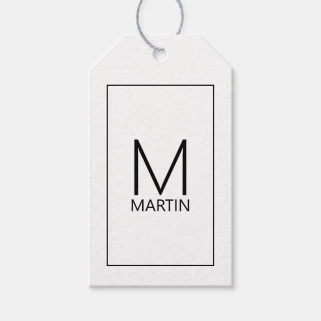 Modern Personlig Monogram och Namn Presentetikett (Framsidan)