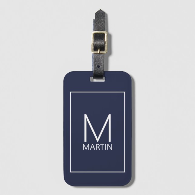 Modern Personlig Monogram- och Namn-resagemärkning Bagagebricka (Framsida vertikal)