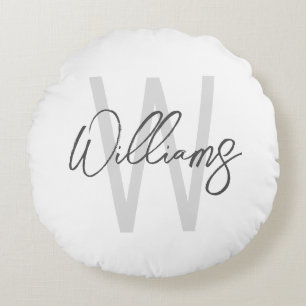 Modern personlig monogram och namn rund kudde