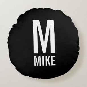 Modern Personlig Monogram och Namn Rund Kudde
