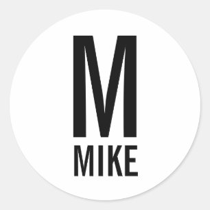 Modern Personlig Monogram och Namn Runt Klistermärke