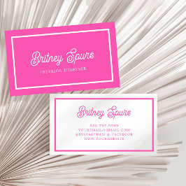 Modern Personlig Monogram och Namn Shock rosa Visitkort