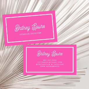 Modern Personlig Monogram och Namn Shock rosa Visitkort