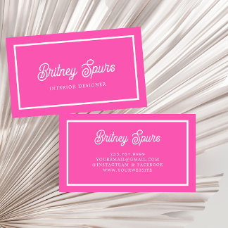 Modern Personlig Monogram och Namn Shock rosa Visitkort
